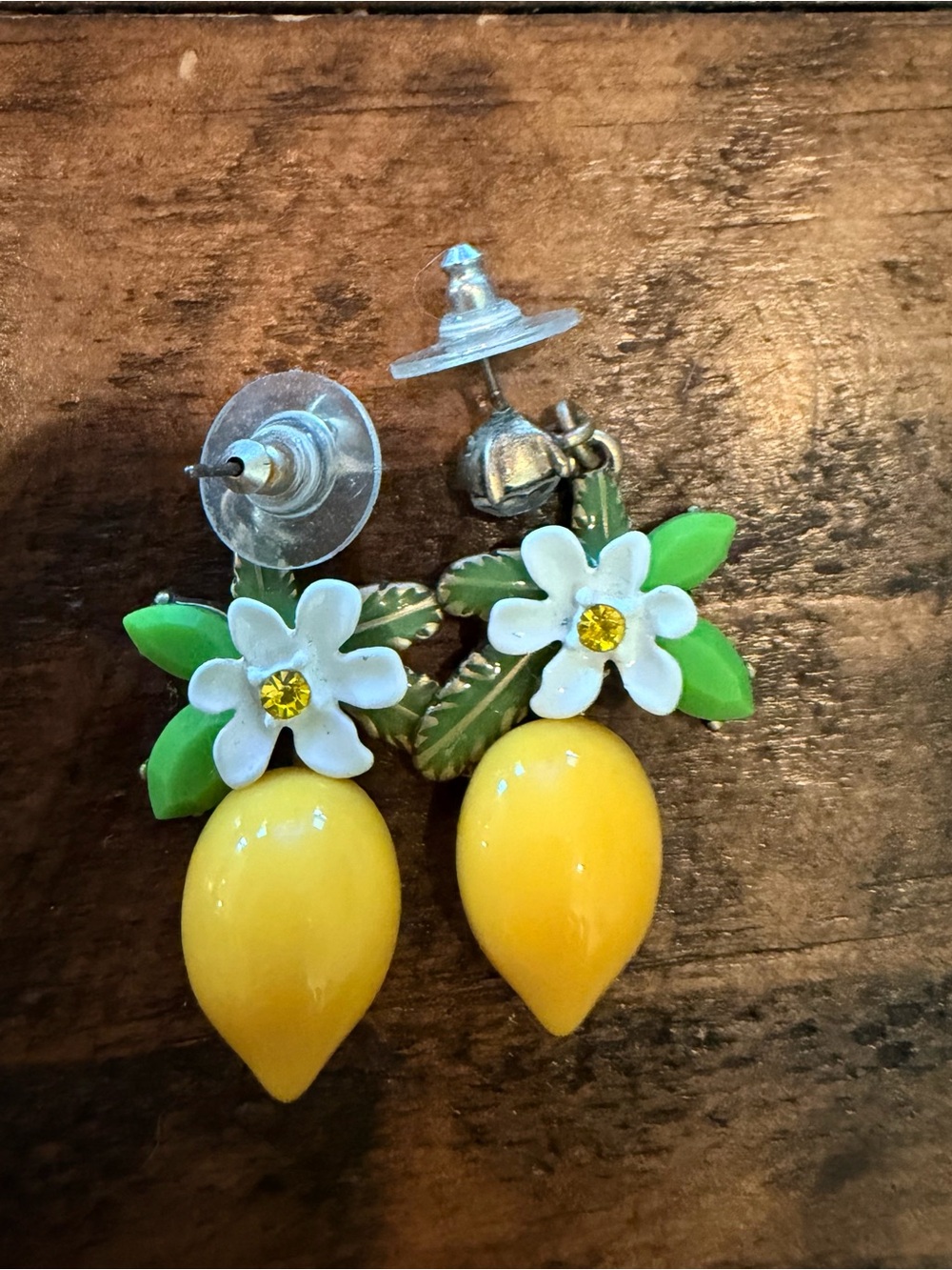 Cute Lemon Drop Flower Earrings - Yellow & Green